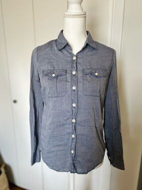 J. Crew Chambray Button-Up Shirt in Blue